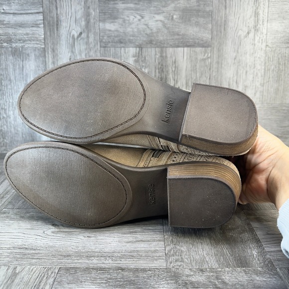 Kensie Gage Booties Womens 10 Tan Suede Leather Perforated Ankle Boots NEW - Picture 7 of 9